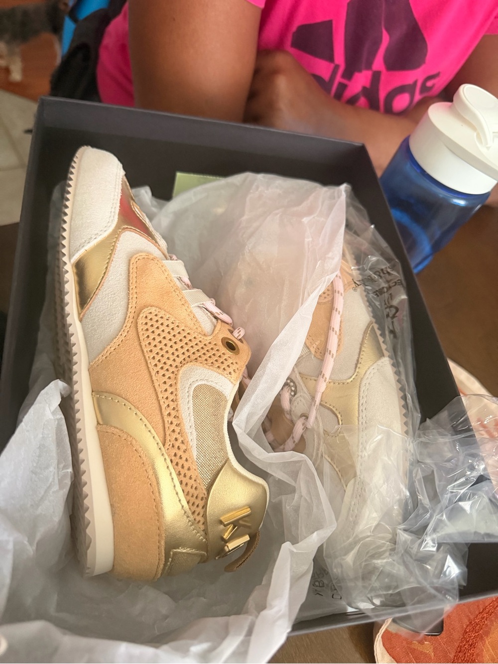 Kurt Geiger Gold and Cream Kids Sneakers